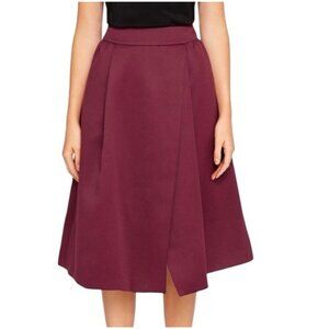Ted Baker London Burgundy Pleated Preppy Career Holiday Party Full Skirt Size 0